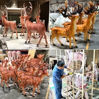 Statue de cerf en résine de fibre de verre 3D de grande taille, Sculpture de renne, éclairage de paysage, décoration de noël extérieure