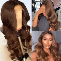 Perruques frontales sans colle 5x5 13X4 avec fermeture en dentelle, cheveux naturels pré-épilés, sangle invisible, perruques 360 Lace, brun chocolat juif