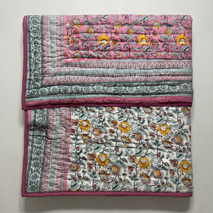 Último diseño Rajasthani bloque impreso hecho a mano de lujo cómodo Kantha edredón indio bohemio ropa de cama colcha de algodón Manta - Product Image 1