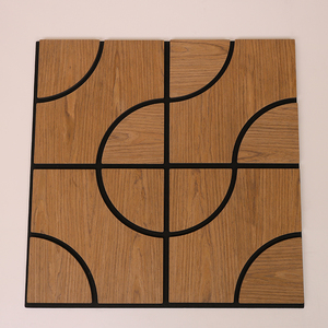 Système de lattes acoustiques en bois rhombiques asymétriques avec canal LED intégré, réduction du bruit de 90 % pour salon et chambre modernes - Product Image 2