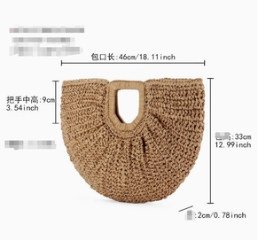 Bolso tejido hecho <span class=keywords><strong>a</strong></span> <span class=keywords><strong>mano</strong></span> al por mayor bolso <span class=keywords><strong>de</strong></span> <span class=keywords><strong>mano</strong></span> sencillo informal <span class=keywords><strong>de</strong></span> paja <span class=keywords><strong>de</strong></span> <span class=keywords><strong>papel</strong></span> <span class=keywords><strong>de</strong></span> luna <span class=keywords><strong>de</strong></span> estilo bohemio retro francés <span class=keywords><strong>de</strong></span> color sólido para mujer - Product Image 6