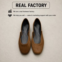 Birotzxiues Sepatu Flat Balet D Orsay Rambut Kuda Wanita Slip On Ujung Bulat 4 Warna Coklat Hitam Hijau Nyaman Ukuran EUR 36-44