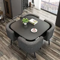 Ensemble de salle à manger de luxe de haute qualité pour les clients, avec tables et chaises en bois et en pierre, mobilier de restaurant pour barbecue sans fumée