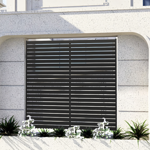 Clôture en aluminium à persiennes, écran d'intimité, design à lames horizontales et verticales avec décorations en anneaux, haut et bas - Product Image 1