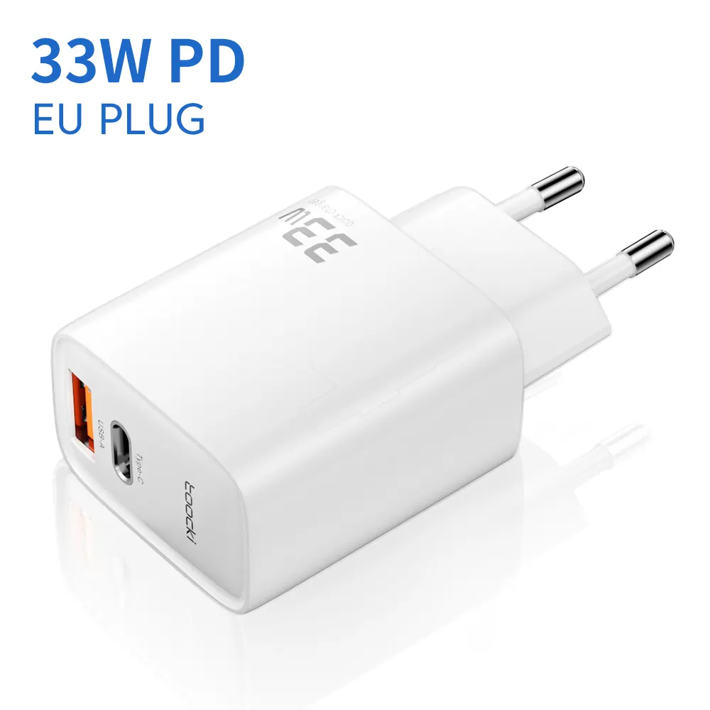 Toocki USB Adapter 33W USB und Typ C Port Ladegerät Schnell ladung GaN Ladegerät