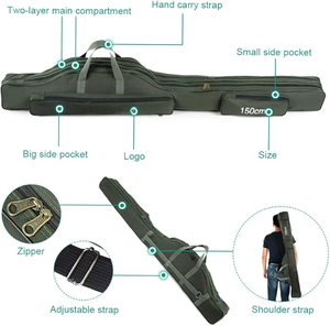 Bolsa de pesca portátil personalizada de gama alta al por mayor, caja de carrete de caña de pescar plegable con cremallera, caña voladora duradera para exteriores para hombres - Product Image 2