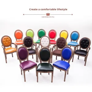 American-Style Distressed Vintage Solid Wood Dining <strong>Chair</strong> Modern Round-Backed Armchair for Home Restaurant Use European-Style - Product Image 4