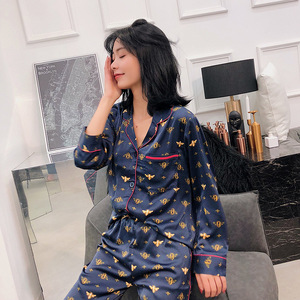 Blauw Hart Casual <span class=keywords><strong>Matching</strong></span> Koppels Zijden Heren Dames Pyjama Loungewear Set - Product Image 3