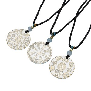 Nouveau pendentif en argent sterling 999 massif de la marque chinoise Ping Joy, Fortune Gold, pour hommes et femmes, avec inscription dorée de <span class=keywords><strong>mots</strong></span> porte-bonheur - Product Image 1