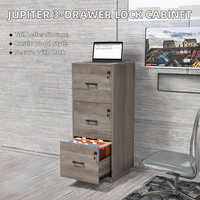 Vente en gros de classeurs en bois à 3 tiroirs verrouillables, design rustique artisanal Pindel |   Armoire de rangement de fichiers de bureau grise avec serrure à clé |   Jodhpur
