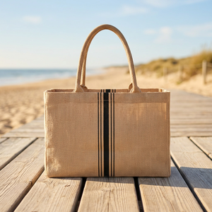 Cheap Price Burlap Shopping <b>Bag</b> <b>Medium</b> <b>Size</b> Letter Print Top Handle Hand Length Handle Made In Bangladesh - Product Image 2