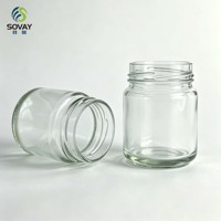 Pot en verre transparent à large ouverture de 210 ml, récipient en verre vide de qualité alimentaire pour confiture, miel, conserves et épices