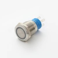 ELEWIND Bouton poussoir en acier inoxydable éclairé par anneau 19 mm 1NO1NC (PM192F-11ZE/G/12V/S, IP65, ROHS)