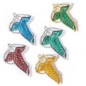 Hot Bán Men Cổ Điển Elf Nữ Hoàng Màu Xanh Lá Cây Lá Trâm Cài Cho Ba Lô Quần Áo Huy Hiệu Ve Áo Pins Đồ Trang Sức - Product Image 1