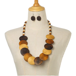 Handmade Wooden Necklaces Made Using Natural Wood <b>Beads</b> Designed For Daily Wear Casual Fashion And Traditional Style - Product Image 1