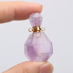 Bouteille de <span class=keywords><strong>parfum</strong></span> en cristal d'améthyste naturelle de haute qualité Huile essentielle Artisanat de guérison Élégant haut de gamme - Product Image 3