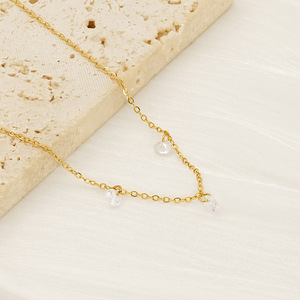 Zogxin Crystal Necklace Gold Chain With Zircon Pendant For Women Everyday Wear Leisure Style Geometric Design - Product Image 4