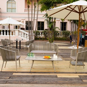 (E70882-w701) Rotan En Aluminium Metaal Nordic <span class=keywords><strong>Outdoor</strong></span> 2-zits Sofa Meubelen