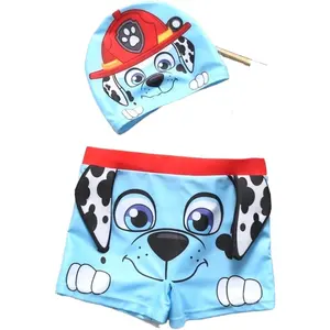 Neue angekommene baby boy print badehose mit kappe badeanzug shorts für kind kinder