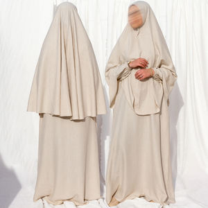 Ensemble de robe islamique musulmane arabe Khimar <span class=keywords><strong>Jilbab</strong></span> Abaya Khimaar musulman <span class=keywords><strong>2</strong></span> pièces pour femmes - Product Image 1