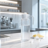 Pichet à eau en plastique PC classique à motif côtelé vertical, portable, pour buffet, restauration, usage quotidien, avec logo, pour jus