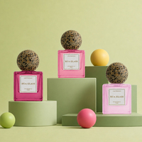 Bouteille de parfum vide carrée 30ml 50ml 100ml à prix d'usine, bouteille en verre personnalisée avec couvercle artistique à motif marbré sphérique
