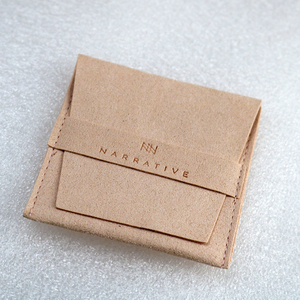 Custom Logo pacchetto di gioielli scatola e borsa in finta pelle scamosciata busta con inserto in microfibra gioielli sacchetto di imballaggio con patta - Product Image 2