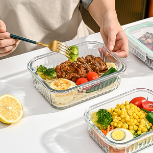 High Borosilicate Glass Lunch Box Household Bento Box <strong>Microwave</strong> Compartments Preservation <strong>Bowl</strong> <strong>With</strong> <strong>Lid</strong> <strong>Bowl</strong> Tableware Sets - Product Image 5