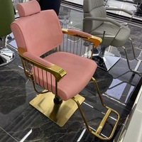 Fauteuil de Barbier Moderne de Luxe Pliable et Portable en Cuir Synthétique avec Pompe Hydraulique, Rotation à 360 Degrés et Fonction Massage pour Salon