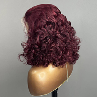 Fluffy Bouncy Curly Perruques de Cheveux Humains 99J Raw Cheveux Humains Brésiliens Pixie Bouclés 13*4 Lace Front Perruques Perruque pour les Femmes Noires