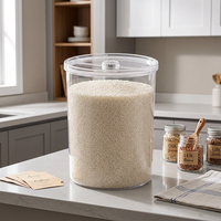 Conteneur de stockage de riz hermétique en PET transparent, distributeur de céréales avec couvercle anti-parasites pour le stockage alimentaire en cuisine
