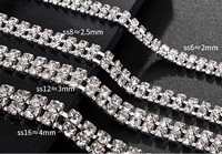 Vente en gros de griffes en verre cristal avec strass pour chaussures et fabrication de bijoux avec motif à coudre à double rangée de griffes et chaîne avec strass complet