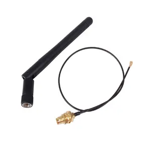 Antena wifi 2.4ghz 3dbi omni rp sma, antena macho de borracha de pato com conector ufl