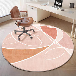Tapis rond H-934 en imitation cachemire, antidérapant, design abstrait contemporain, tapis de chaise de bureau, couverture de sol pour chambre à coucher et salon - Product Image 2