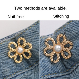 Fleur sans couture détachable taille corps ajustement serrer boucles réglage instantané <span class=keywords><strong>jean</strong></span> bouton broches pour pantalon - Product Image 4