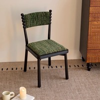 Chaise de salle à manger moderne en bois de caoutchouc avec dossier en tissu chenille doux, style nordique, pour la maison, l'hôtel et la restauration