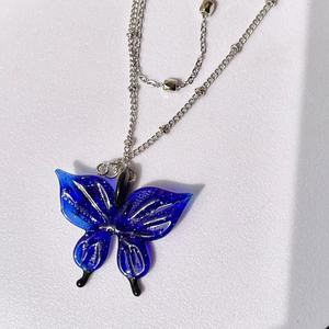 Pendentif papillon en verre fait main, collier en verre, ornement, accessoires de vêtements chinois Han, pendentif DIY, cadeau, matériau importé, Sim - Product Image 2