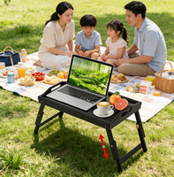 Table de service multifonction pliable en bois, plateau de lit, table surélevée pour repas sur les genoux, pour chambre, salle de bain, pique-nique, vaisselle