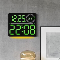 Jam Dinding Perpetual Kalender Kotak LED Karakter Besar Desain Nordik Bercahaya dalam Gelap dengan Warna RGB yang Dapat Berubah
