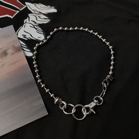 Collier chaîne à maillons en alliage de style hip-hop tendance, avec perles et manchettes, en promotion