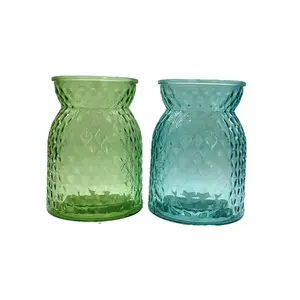 pineapple shape round blue and green glass vase flower bottles