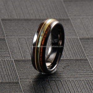 Thời Trang 8Mm 6Mm Ba Kênh Guitar Chuỗi Whiskey Thùng Gỗ/Koa Gỗ bào ngư <span class=keywords><strong>Inlay</strong></span> Tungsten Nhẫn Cưới Ban Nhạc Cho Nam Giới Phụ Nữ - Product Image 4