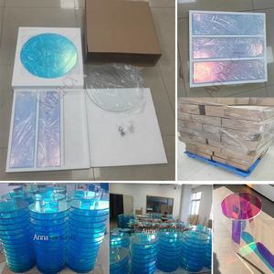 Mesa de Centro Inteligente de estilo moderno para sala de estar, redonda y ovalada con diseño acrílico de arcoíris colorido, decoración del hogar - Product Image 5