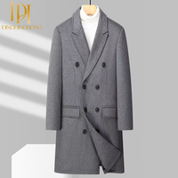 Manteau mi-long homme sur mesure, coupe ajustée, printemps/automne, style costume à double boutonnage, col classique, directement de l'usine, pour l'export.