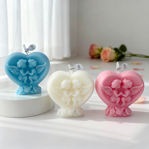 Heart Shape Angel Embossed Scented <b>Candle</b> Handmade Relief Wax <b>Candle</b> for Wedding <b>Valentine</b> Table Decor Gift - Product Image 4