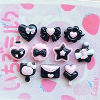 Nouvelles mini-bouteilles à vœux en résine noire et rose, accessoires DIY, décorations pour coques de téléphone et épingles à cheveux en forme de cœur, étoile et nœud d'amour