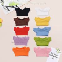 Vêtements de poupée en coton de 17 cm, t-shirt coloré, vêtements de poupée patchwork à manches courtes, mini t-shirts, vêtements de poupée en peluche colorés
