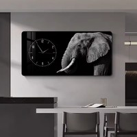 Jam Dinding Art Deco Abstrak & Geometris Bingkai MDF Kristal Cetak untuk Ruang Tamu dengan Jarum Quartz