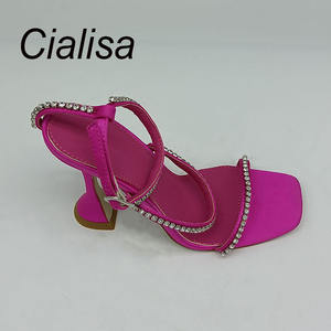 Cialisa-Sandalias de tacón alto y fino <span class=keywords><strong>para</strong></span> mujer, zapatos de satén personalizados con tirantes de diamantes de imitación, <span class=keywords><strong>para</strong></span> boda, <span class=keywords><strong>2022</strong></span> - Product Image 1