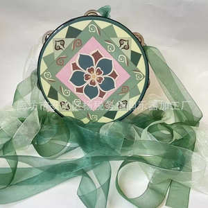 Tambourin Orff de 7 pouces, instrument de percussion, tambourin des Apsaras volantes de Dunhuang avec ruban exotique pour spectacle de danse - Product Image 2